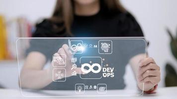 operaciones de desarrollo de metodología devops concepto de tecnología de programación ágil. foto