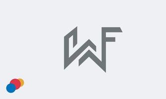 alfabeto letras iniciales monograma logo wf, fw, w y f vector