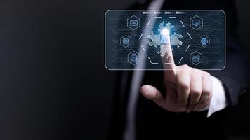 Digital transformation technology strategy, IoT, internet of things. transformation of ideas and the adoption of technology in business in the digital age, enhancing global business capabilities. Ai photo