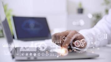 Business process and strategy on virtual screen. Data analysis. Workflow. photo