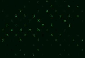 Dark green vector template with isolated letters.