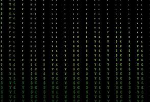 plantilla de vector verde oscuro con eur, usd, gbp, jpy.