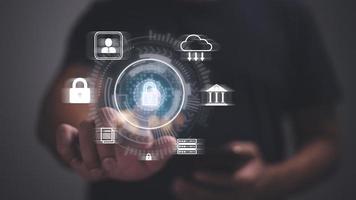Cyber Protection Data Security Internet Privacy Internet technology concept on virtual screen. photo