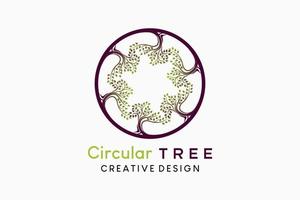 logotipo de icono de árbol con vórtice en concepto creativo de círculo vector