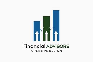 Financial advisor or financial business logo design, vector illustration of graph icon with arrows