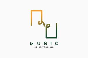 diseño de logotipo de icono de música o símbolo de música con un solo concepto de línea continua vector