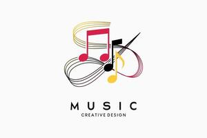 diseño de logotipo de icono de música o símbolo de música, ilustración de vector de nota de música simple