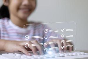 questionnaire with checkboxes, filling survey form online, answer questions of test photo