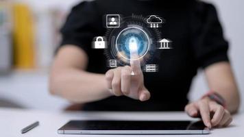 Cyber Protection Data Security Internet Privacy Internet technology concept on virtual screen. photo