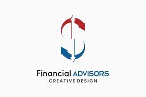 Financial advisor or financial business logo design, vector illustration. Child icon in creative concept of letter shape s