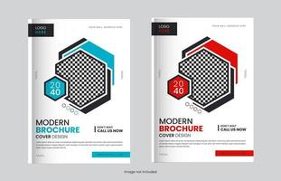 Print Companys modern annual report brochure cover set design with creative shapes vector