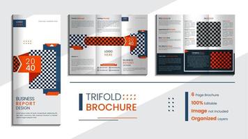 Print Minimal corporate trifold brochure design with simple creative shapes vector