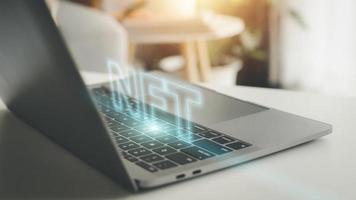 NFT Non-fungible token digital crypto art blockchain technology concept. photo
