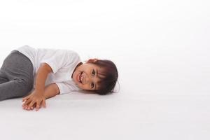 little girl isolated on a white background photo