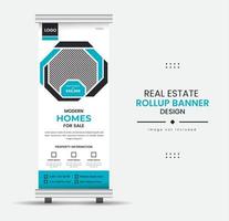 Print Real-estate home for sale or rent rollup display standee for promotional purpose vector