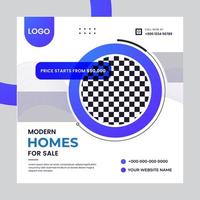 Modern Home for sale real estate social media post design set with creative shapes vector