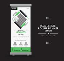 Print Real-estate home for sale or rent rollup display standee for promotional purpose vector