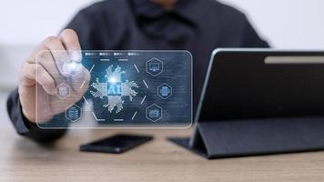 Digital transformation technology strategy, IoT, internet of things. transformation of ideas and the adoption of technology in business in the digital age, enhancing global business capabilities. Ai photo