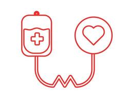 icono de línea de diseño de donación de sangre vector