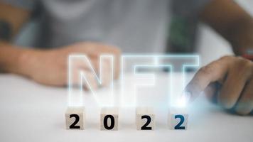 NFT Non-fungible token digital crypto art blockchain technology concept. photo