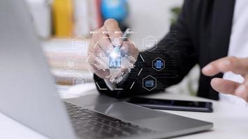 Digital transformation technology strategy, IoT, internet of things. transformation of ideas and the adoption of technology in business in the digital age, enhancing global business capabilities. Ai photo