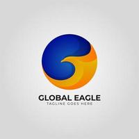 circle 3d isometric eagle vector logo design