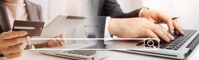 Woman hand using mobile smart phone, online payment, banking and online shopping at the home. photo