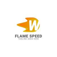 letter W flame speed vector logo design