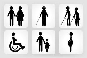 sign toilet child old person handicapped pregnant man woman restroom sign photo