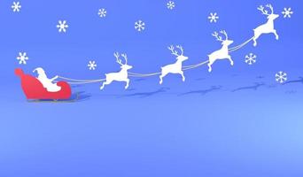 3D rendering rain deer and Santa riding on Sleigh, 3d illustration Christmas concept on blue background photo