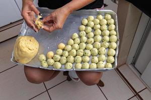 process of preparing rice balls photo