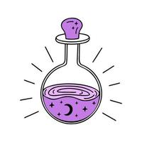 Potion bottle. Illustration for printing, backgrounds, covers and packaging. Image can be used for greeting cards, posters, stickers and textile. Isolated on white background. vector