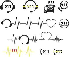 Set of 911 icon on white background. crisis hotline sign. emergency service symbol. flat style. vector