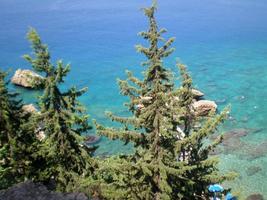 View of the Mediterranean Sea from the observation deck in Turkey photo