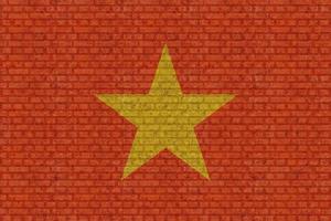 3d bandera de vietnam en pared de ladrillo foto