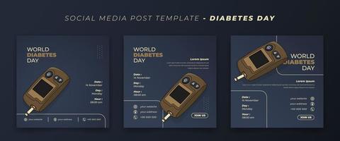 plantilla de publicación del día mundial de la diabetes en redes sociales con diseño de medidor de glucosa vector