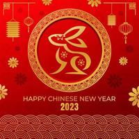 Happy Chinese New Year 2023 Rabbit Zodiac Sign for The Year of The Rabbit vector