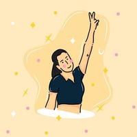 vector illustration of a woman waving.