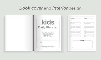 Kids  planner log book cover and interior vector