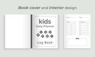 Kids  planner log book cover and interior vector