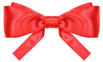 symmetric red silk ribbon bow with square cut ends photo