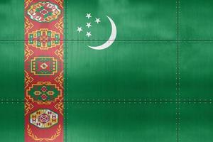 3D Flag of Turkmenistan on metal photo