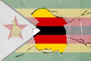 3D Flag of Zimbabwe on glass photo