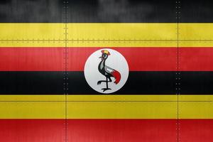 3d bandera de uganda en metal foto