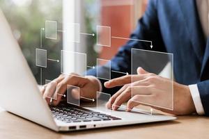 Business process Workflows and flowcharts, business hierarchy The relationship of positional order in the work of team members, managing the organization's hierarchical processing. photo