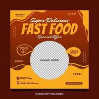 Delicious fast food menu social media promotion banner post template vector