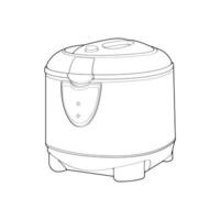 Rice cooker, magic jar, illustration vector, line art vector, outline art. vector