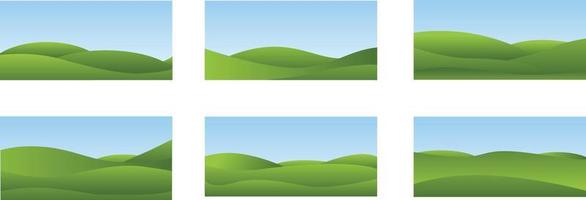 A vector collection of green hill landscapes for backgrounds and artwork compositions