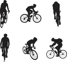una colección de siluetas vectoriales de ciclistas para composiciones artísticas vector