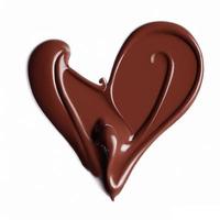 Chocolate splashes in heart shape. photo